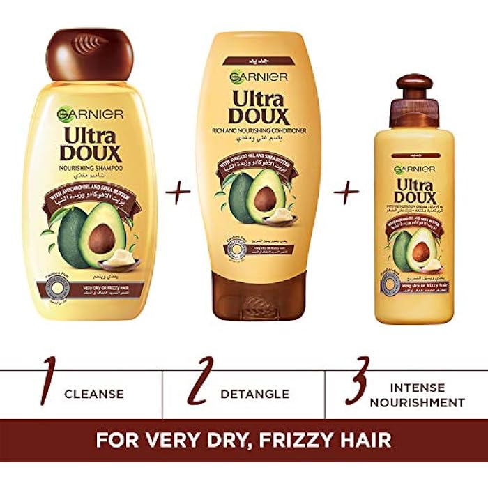 Garnier Leave-In Cream, Intense Nourishing Conditioner, For Very Dry or Frizzy Hair, With Avocado Oil & Shea Butter, Ultra Doux, 200ml With Natural Extracts - Image 2
